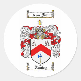 CONLEY FAMILY CREST -  CONLEY COAT OF ARMS CLASSIC ROUND STICKER