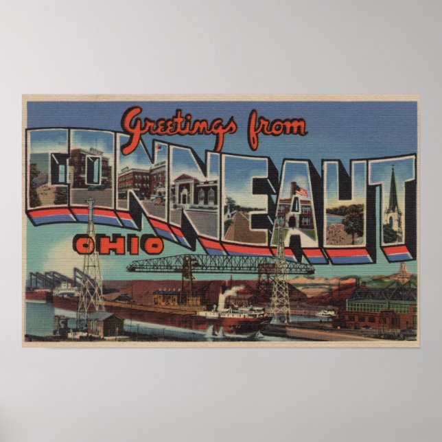 Conneaut, Ohio - Large Letter Scenes Poster (Front)