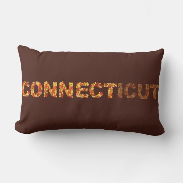 Connect in Connecticut Autumn Leaves Throw Pillow (Front)