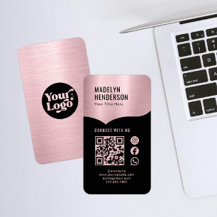Connect Metallic Rose Gold QR Code Social Media Business Card