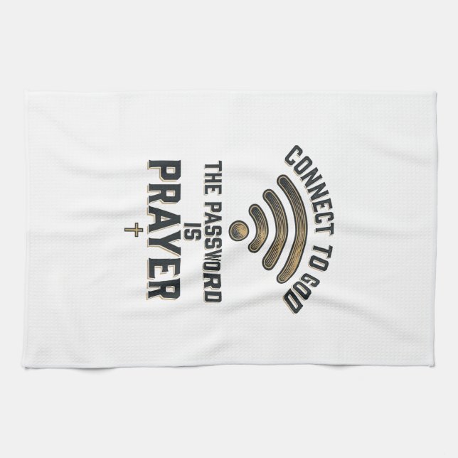 Connect to God Prayer Christian Vector Design_1 Tea Towel (Horizontal)