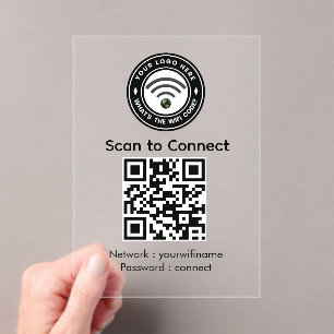 Connect to Wi‑Fi QR Code Sign   Wi‑Fi   Spa   Blac Acrylic Invitations