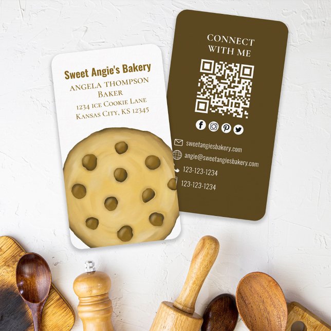 Connect With Me | QR Code Simple Bakery Cookie Business Card (Creator Uploaded)