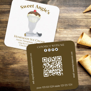 Connect With Me   QR Code Simple Bakery Ice Cream  Square Business Card