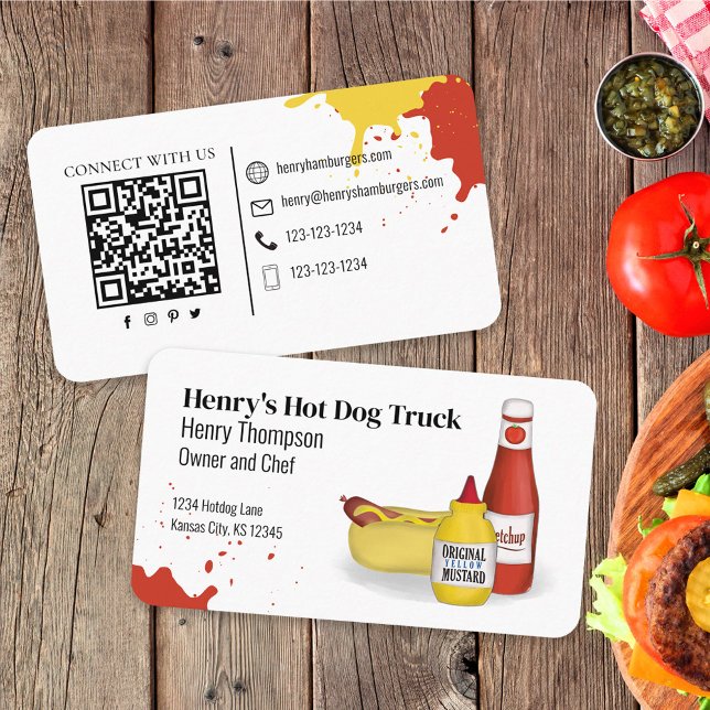 Connect With Me | QR Code Simple Hotdog Modern Business Card (Creator Uploaded)