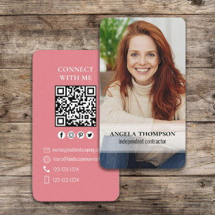 Connect With Me   QR Code Simple Modern Photo Business Card