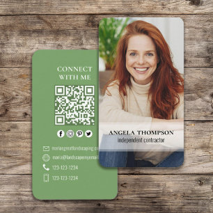 Connect With Me   QR Code Simple Modern Photo  Business Card