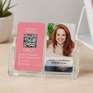 Connect With Me QR Code Simple Modern Photo Business Card