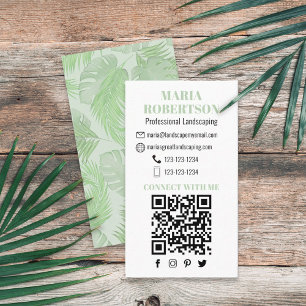 Connect with Me   QR Code Social Media Palm Leaves Business Card