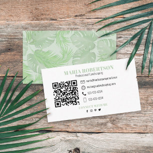 Connect with Me   QR Code Social Media Palm Leaves Business Card