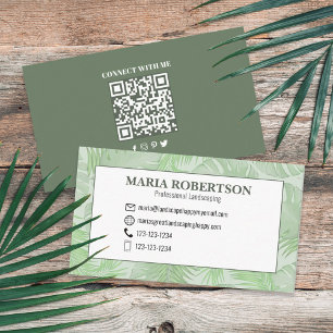 Connect with Me   QR Code Social Media Palm Leaves Business Card