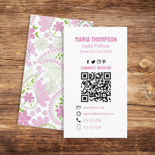 Connect With Me   Social Media QR Code Paisley  Business Card