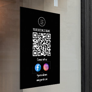 Connect With Us Black Business Logo Window Cling
