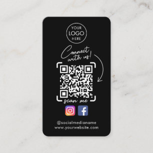 Connect With Us Black Social Media QR Code Business Card