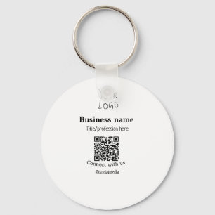 Connect with us business logo QR social media name Key Ring