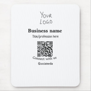 Connect with us business logo QR social media name Mouse Mat