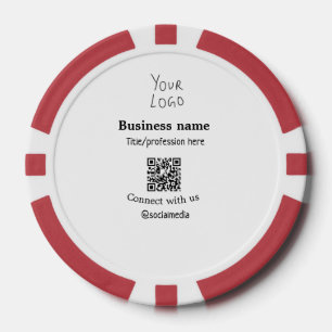 Connect with us business logo QR social media name Poker Chips