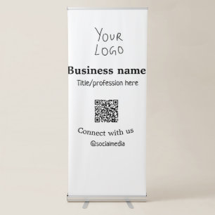Connect with us business logo QR social media name Retractable Banner