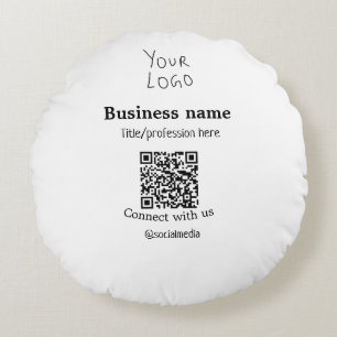 Connect with us business logo QR social media name Round Cushion