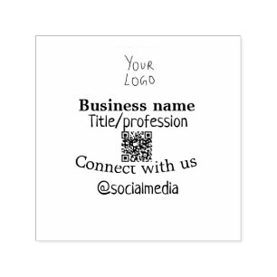 Connect with us business logo QR social media name Self-inking Stamp