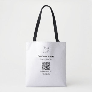 Connect with us business logo QR social media name Tote Bag