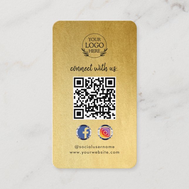 Connect with Us | Custom Social Media QR Code Business Card (Front)