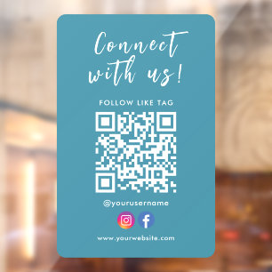 Connect With Us Facebook Instagram Qr Code Window Cling