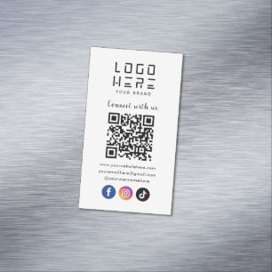 Connect With Us Facebook Instagram Tiktok QR Code Magnetic Business Card
