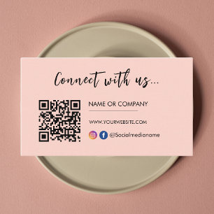Connect with us Instagram Facebook Logo Blush Pink Business Card