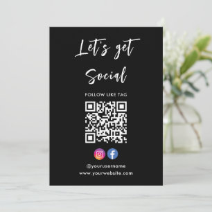 Connect With Us Instagram Facebook Qr Code Black Invitation