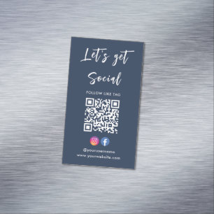 Connect With Us Instagram Facebook Qr Code Navy Magnetic Business Card