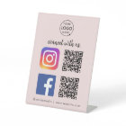 Connect with us Instagram Facebook QR Code Pink