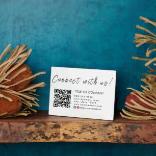 Connect with us Instagram Facebook Qr Code White Plaque
