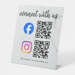 connect with us instagram facebook social media qr pedestal sign