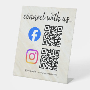 connect with us instagram facebook social media qr pedestal sign