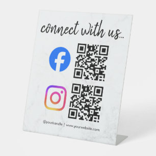 connect with us instagram facebook social media qr pedestal sign