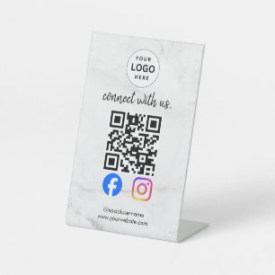 connect with us instagram facebook social media qr pedestal sign