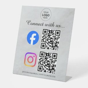 connect with us instagram facebook social media qr pedestal sign