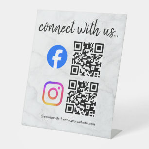 connect with us instagram facebook social media qr pedestal sign