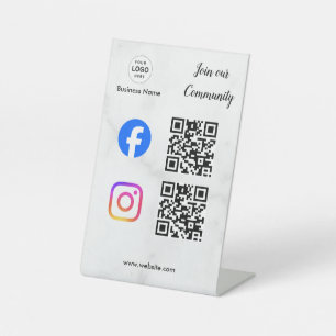 connect with us instagram facebook social media qr pedestal sign