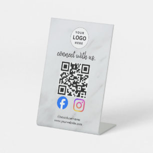 connect with us instagram facebook social media qr pedestal sign