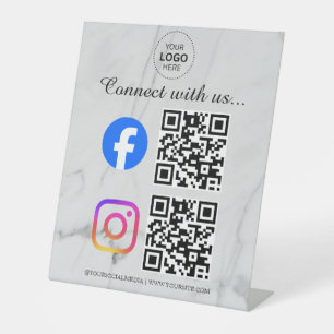 connect with us instagram facebook social media qr pedestal sign