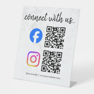connect with us instagram facebook social media qr pedestal sign