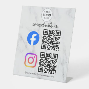 connect with us instagram facebook social media qr pedestal sign