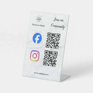 connect with us instagram facebook social media qr pedestal sign