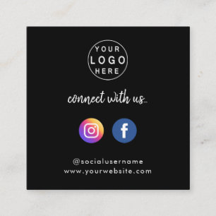 Connect with us Instagram Facebook Social Media QR Square Business Card