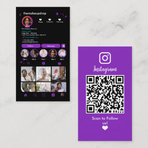 Connect with Us Instagram Purple    Social Media Business Card