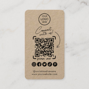 Connect With Us Kraft Social Media QR Code Business Card