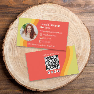 Connect With Us Modern Photo Colourful QR Code Business Card