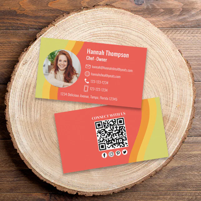 Connect With Us | Modern Photo Colourful QR Code Business Card | Zazzle